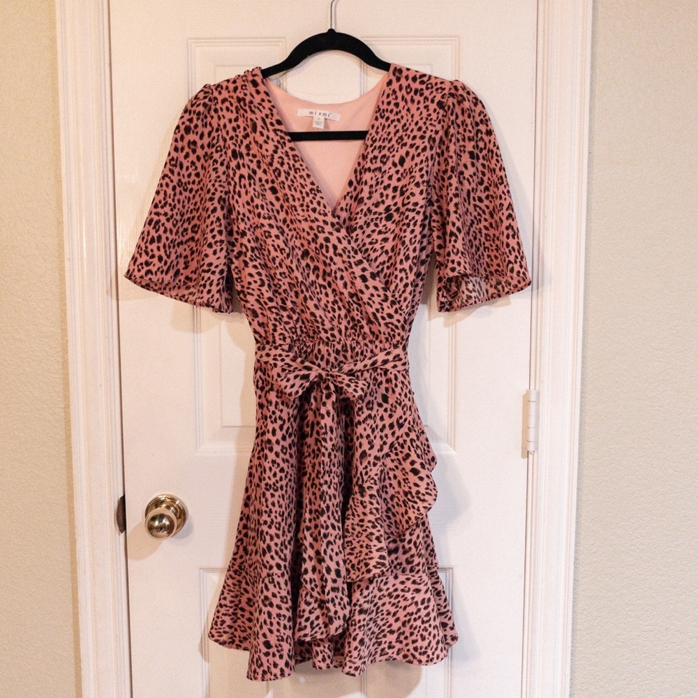 Blush Pink and Black Printed Dress